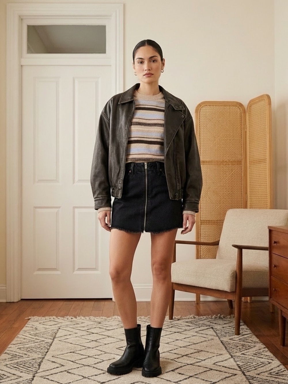 Abercrombie & Fitch Zoey Vintage A-Line Black Denim Mini Skirt 24/ 00